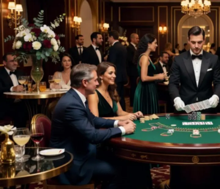 Elegancki stół blackjack przygotowany na wieczorny event