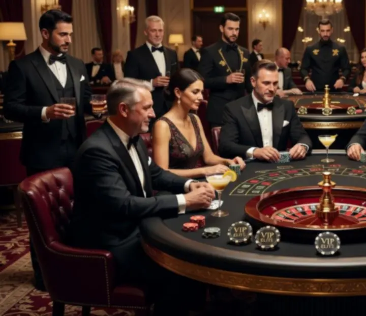 Ekskluzywny pakiet VIP eventu firmowego z eleganckimi stołami casino i strefą koktajlową