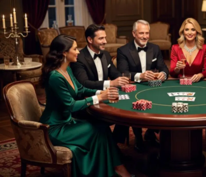 Elegancki prywatny wieczór casino z gośćmi przy stołach do gry